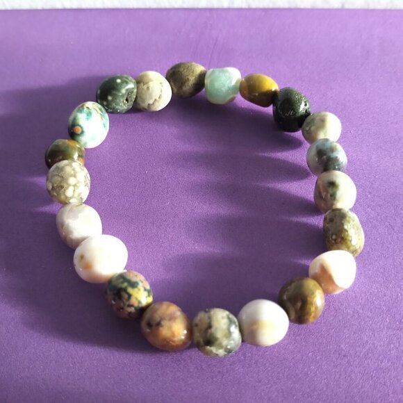 🍁2/30🍁Cute Handmade Elastic River Stones Bracelet Unisex Hand cradted Bracelet - Picture 6 of 15